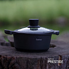 Stockpot PRESTIGE 20x9.5 см / 2.4 LTR with glass lid and induction bottom (aluminium with non-stick coating)