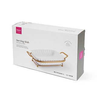 Serving dish 35.7x19.3х6.8 cm with metal stand (porcelain)