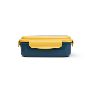 Lunch box with 3 compartments 21.5x15x8 cm / 1100 ml, yellow (plastic), art. 16740