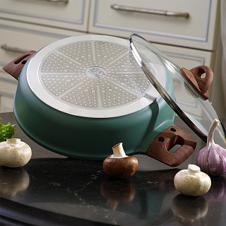 Shallow casserole FIRENZE 28x7.2 cm / 3.8 LTR with glass lid and induction bottom (aluminium with non-stick coating)