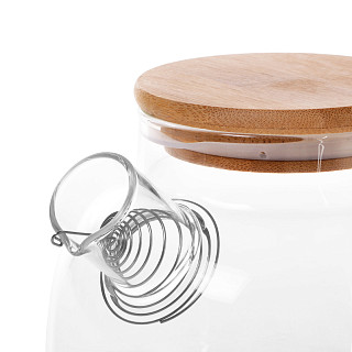 Tējkanna 800ml ar tērauda filtru un bambusa vāku Tējkanna 800ml ar tērauda filtru un bambusa vāku