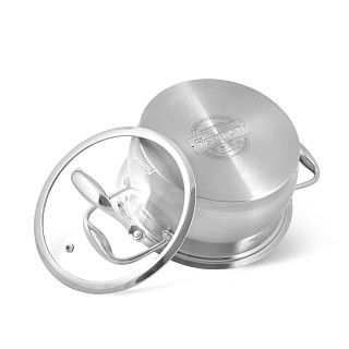 Stockpot MIRANDA 20x12 cm / 3.7 LTR with glass lid (stainless steel)