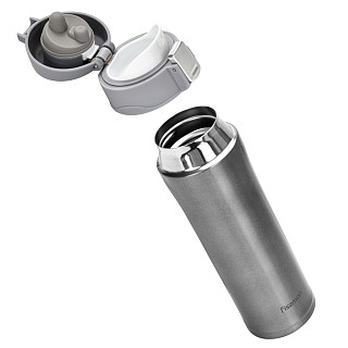 Double wall vacuum travel mug 450 ml Grey color (stainless steel), art. 9623