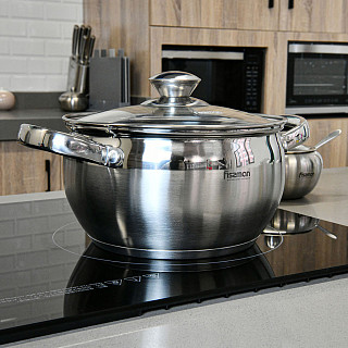 Stockpot PRIME 16x9.5 cm / 1.9 LTR with glass lid (stainless steel)