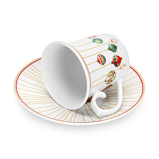 Set of 2 cups CHRISTMAS BALLS 90 ml with saucers (new bone china)