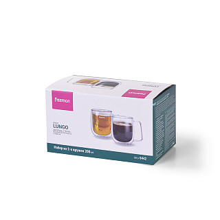 Puodelių rinkinys 2 vnt LUNGO 300 ml dvisienis (stiklinis)