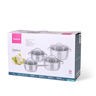 8PCS Cookware set GABRIELA 8 pcs with glass lids (stainless steel)