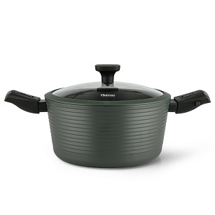 Stockpot BRILLIANT 24x12 cm / 4.5 LTR with detachable handles and glass lid (aluminum with non-stick coating)