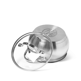 Stockpot MARTINEZ 16x9 cm / 1.8 LTR with glass lid (stainless steel)