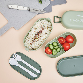 Two-tier lunch box 19x9x8.7 cm / 800 ml, green