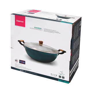 Stockpot SEAGREEN 32x12,5 cm / 8 LTR with glass lid (enamelled lightweight cast iron with non-stick coating)