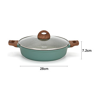 Shallow casserole FIRENZE 28x7.2 cm / 3.8 LTR with glass lid and induction bottom (aluminium with non-stick coating)