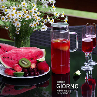 Jug GIORNO 1000 ml with filter (borosilicate glass)
