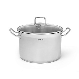 Кастрюля TAHARA 26x17см / 9л со стеклянной крышкой (нерж.сталь)