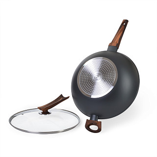 WOK panna CAPELLA 30x8,5cm/4300 ml ar stikla vākul (alumīnijs) WOK panna CAPELLA 30x8,5cm/4300 ml ar stikla vākul (alumīnijs)