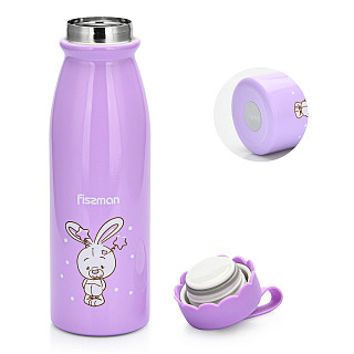 Double wall vacuum bottle Rabbit 450 ml (stainless steel), light violet