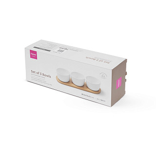 Dubenėlių rinkinys ant medinio stovo 3 vnt. 28,5x9,5x6,1 cm (porcelianas)