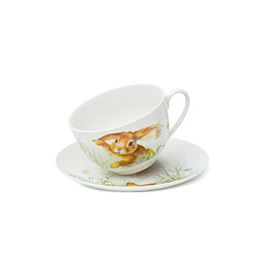 Krūze RABBIT 200 ml ar apakštasīti (porcelāns), art. 13727