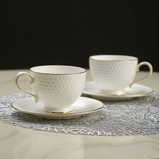 Set of cups NOEMI 200 ml x 2 pcs. with saucers (New bone china)
