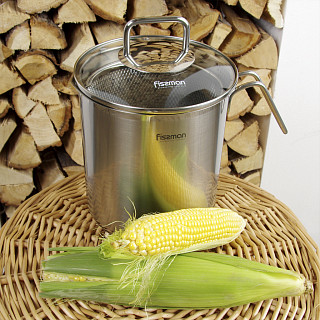 Stockpot ASPARAGUS 16x18.0 cm / 3.5 LTR with glass lid and steamer basket (stainless steel)