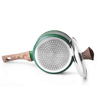 Sauce pan MALACHITE 16x7.8 cm / 1.4 LTR with glass lid with induction bottom (aluminium with non-stick coating)