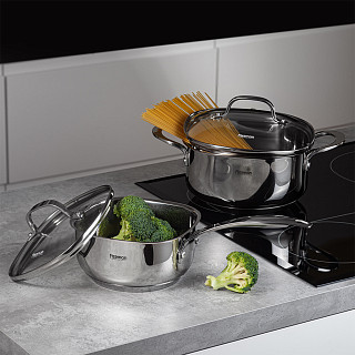 Sauce pan EXCLUSIVE PRO 16x8 cm / 1,5 LTR with glass lid (stainless steel)