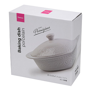Round baking dish with ceramic lid Parmigiano  29.2x25х7.2 cm / 1.7L (porcelain)
