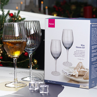 Vīna glāžu komplekts 580 ml x 2gab. (stikls) Vīna glāžu komplekts 580 ml x 2gab. (stikls)