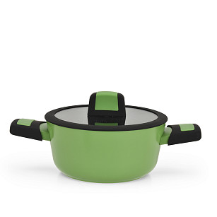 Stockpot BOOM 20x10.0 cm / 2.6 LTR with glass lid and induction bottom GREEN