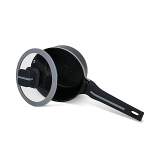 Sauce pan Luxuria 16x8 cm / 1.3 LTR with glass lid with induction bottom (aluminium with non-stick coating)