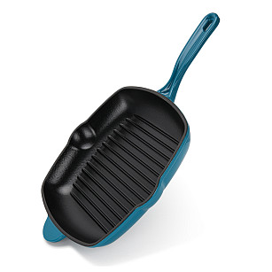 Square grill pan 27x5.0 cm with helper handle (enamel cast iron)
