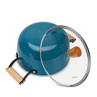 Stockpot SEAGREEN 32x12,5 cm / 8 LTR with glass lid (enamelled lightweight cast iron with non-stick coating)