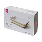 Serving dish 35x20.5х7.4 cm with metal stand (porcelain)