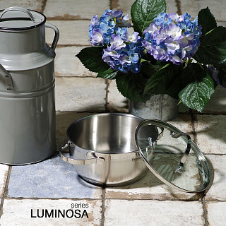 Puodas LUMINOSA 20x9,5cm / 3,0l su stikliniu dangčiu (nerūdijantis plienas)