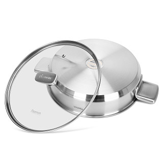 Shallow casserole PREMIUM ONE 26x6 cm / 2.7 LTR with glass lid (stainless steel)