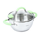 Stockpot CHARLOTTE 20x10 cm / 2.5 LTR with glass lid, pouring lip and lid strainer (stainless steel)