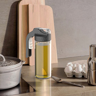 Oil bottle 400 ml with plastic lid (glass), art. 6420