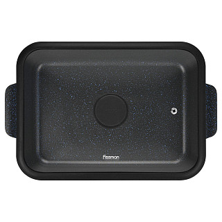 Rectangular shallow casserole NORD STONE 30x21.5x7 cm / 3.7 LTR with glass lid (cast aluminium with non-stick coating)
