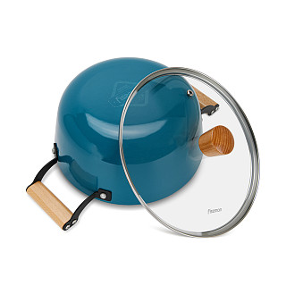 Stockpot SEAGREEN 32x12,5 cm / 8 LTR with glass lid (enamelled lightweight cast iron with non-stick coating)