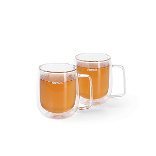 Puodelių rinkinys 2 vnt LUNGO 300 ml dvisienis (stiklinis)