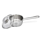 Katliņš ar garo rokturi BAMBINO 14x6,5 см/900 ml ar stikla vāku (nerūsējošais tērauds)