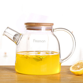 Tējkanna 1200 ml ar tērauda filtru un bambusa vāku