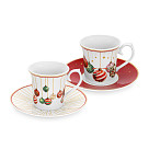 Rinkinys iš 2 puodelių CHRISTMAS BALLS 90 ml su lėkštutėmis (porcelianas)