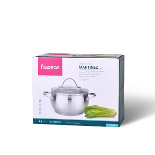 Stockpot MARTINEZ 16x9 cm / 1.8 LTR with glass lid (stainless steel)