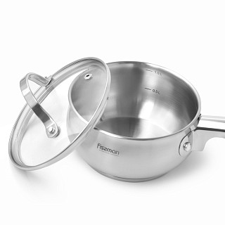 Saucepan MARTINEZ 14x7 cm / 1.1 LTR with glass lid (stainless steel)