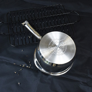 Ковш ELEGANCE 16x8см / 1,6л со стеклянной крышкой (нерж.сталь)