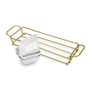 Bļodiņu komplekts metāla statīvā 3 gab. 35,8x10,7x6,3 cm (porcelāns)