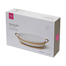 Serving dish 40.7x22.5х7cm with metal stand (porcelain)