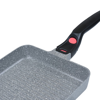 Square grill pan LA GRANITE 28x4.5 cm with detachable handle and THERMIC point with induction bottom (aluminium with non-stick coating)