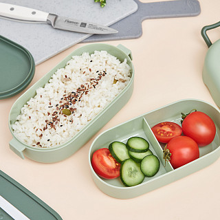 Two-tier lunch box 19x9x8.7 cm / 800 ml, green